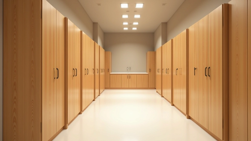 Clean changing rooms and locker facilities at thermal spring park with modern amenities and organized storage